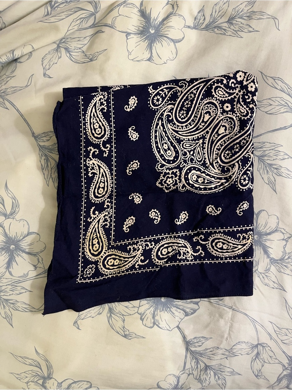 Navy Blue Paisley Bandana Scarf